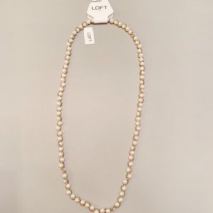 New LOFT Womens Gold Chain and Pearls Long Length One Size Necklace